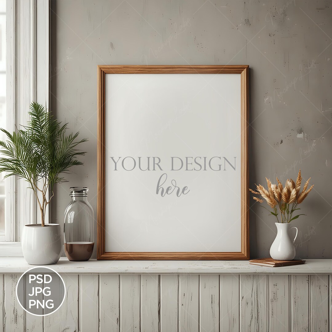 3x4 Frame on Window Sill Mockup PSD Smart Object Interior Mockup Frame ...