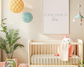 DIN A Nursery Frame Mockup | Kids Room (psd, jpeg, png)
