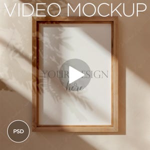 5x7 Frame Video Mockup, Animated Frame Mockup, PSD Smart Object, Vertical Frame Mockup, Wooden Frame Mockup, PSD MP4 mockup