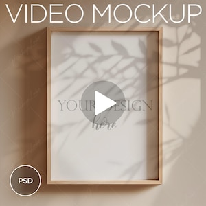 5x7 Frame Video Mockup, Animated Frame Mockup, PSD Smart Object, Vertical Frame Mockup, Wooden Frame Mockup, PSD MP4 mockup