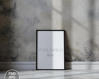 A4 Black Frame Mockup, Modern Art Display (Digital Download)