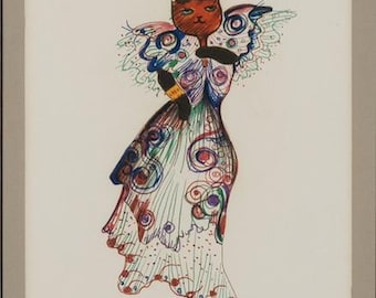 Leonor Fini (1907 – 1996) - Cat in Butterfly Dress (1973) and Winged Cat (1973) in one frame – Lithograph – Numbered 212/230 on both