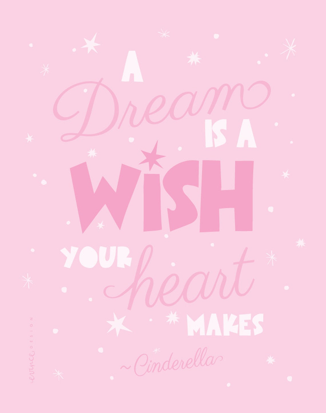 Cute Art Print Cinderella Quote 5x7 8x10 11x14. Gray Pink - Etsy