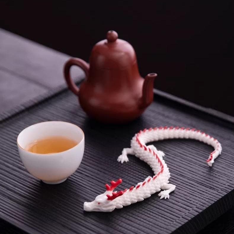 3D Printed Porcelain Articulated Dragon Tea Pet: Chinese Ceramic