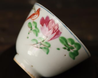 1980年代の希少なヴィンテージ中国景徳鎮手描き磁器ティーカップ｜入手困難な中国コレクターズアイテム