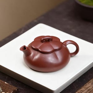 Handmade Yixing Zisha Teapot: Purple Clay Lotus Ribbed Pot, 170 ml Traditional Gongfu Teaware