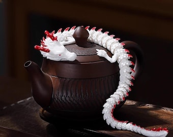 3D Printed Porcelain Articulated Dragon Tea Pet: Chinese Ceramic