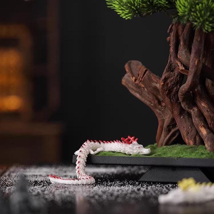 3D Printed Porcelain Articulated Dragon Tea Pet: Chinese Ceramic