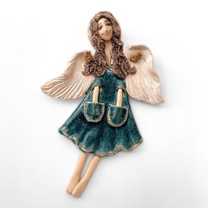 Ceramic Angel Wall Hanging, Handmade Ceramic Wall Sculpture, Flying Angel Girl, Guardian angel, Unique Ceramic Gift