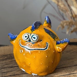 Ceramic Fish Figurine – Handmade Whimsical Pottery Sculpture, Funny Ocean Decor