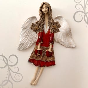 Ceramic Wall Sculpture Art, Handmade Angel Wall Hanging, Ceramic Wall Decor,