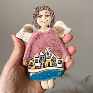 Ceramic wall art, Handmade Ceramic Angel, Wall Hanging, Small Angel Ornament Wall Decor, Fine Art Ceramics