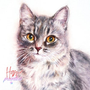 NOT DIGITAL! Cat Portraits Hand Painted In Watercolor On Finest Quality Watercolor Paper To Preserve The Best Moments Of Your Beloved Pet