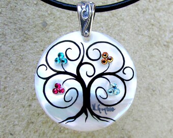 Family Tree Necklace "Large Modern" (5 stone/cluster maximum)