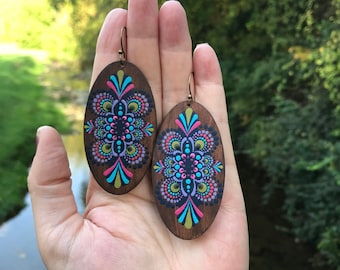 Croatoan hand painted earrings