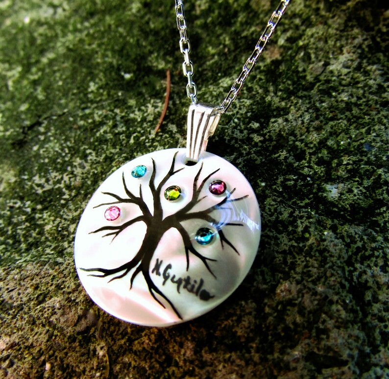 Family Tree Necklace Medium Round 7 stone Etsy