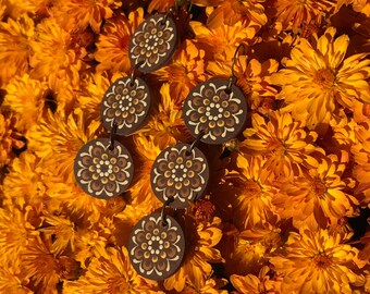 Autumn 3 layer mandala earrings