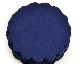 Navy Blue Three Inch Scalloped Circles Paper Die Cut  3 Quantity 30