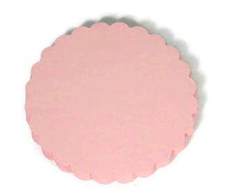 Three Inch Scalloped Circles Die Cut Paper Circles  3 inch Circles in  Baby Pink