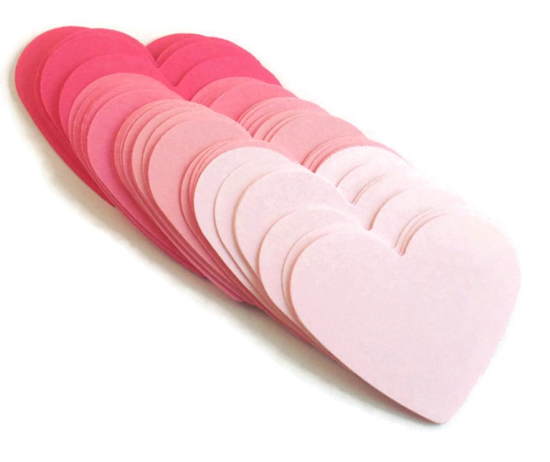 Bulk Hearts 300 Paper Die Cut Hearts 3 Inch in Pink Pop Etsy