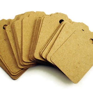 Funky Tags Paper Gift Tags Price tags in Krafty Kraft Set of 50 image 1