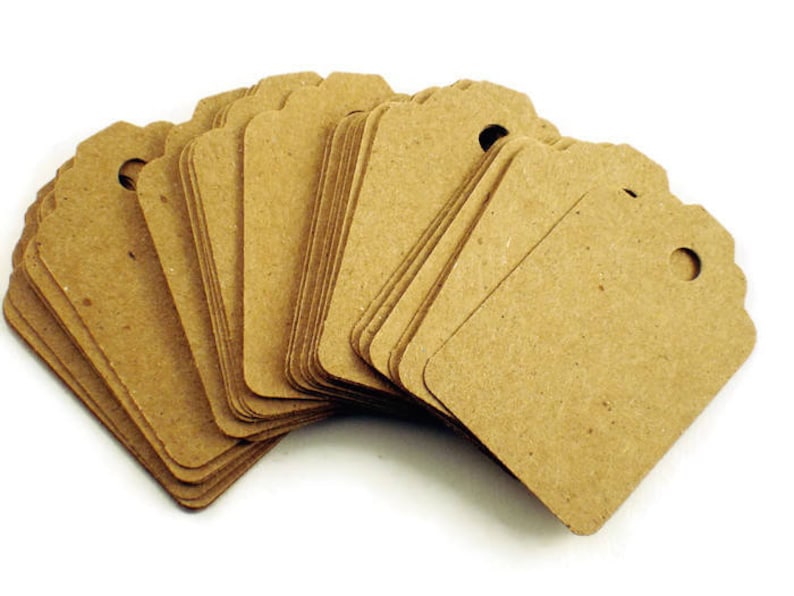 Funky Tags Paper Gift Tags Price tags in Krafty Kraft Set of 50 image 1