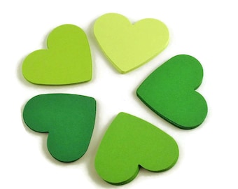 Bulk Hearts Set of 300 Three Inch Hearts Paper Die Cut in Fresh Greens