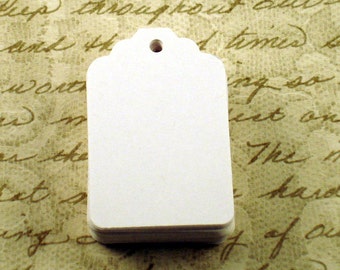 50 Snowy White Paper Tags: Hand Punched Gift Tags