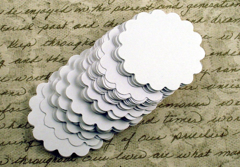Two Inch Paper Die Cut Scalloped Circles Snowy White Set Etsy
