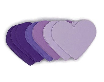 Set of 30 Four Inch Hearts Paper Die Cut in Purple Passion