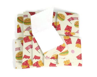 Party Favor Set of 20 Matchbook Notepads Mini Note Pads in Burgers and Fries