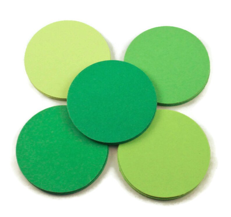 Paper Die Cut Two Inch Circles in Fresh Greens Set of 50 image 1