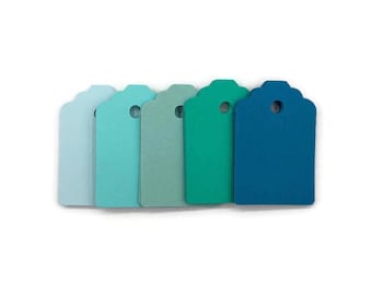 Ocean Blue Paper Gift Tags: Hand Punched, Set of 50