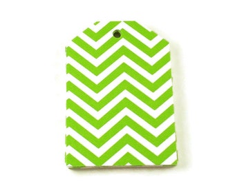 Large Paper Gift Tags in Green Chevron Set of 30