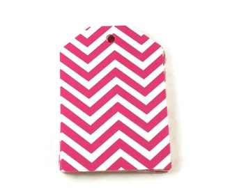 Large Paper Gift Tags in Pink Chevron Set of 30