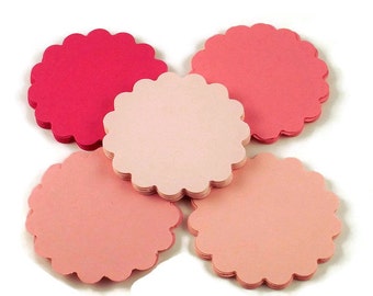 2 Inch Sclloped Circles   Paper Die Cut Two Inch Circles   in  Pink Pop  Quantity 50