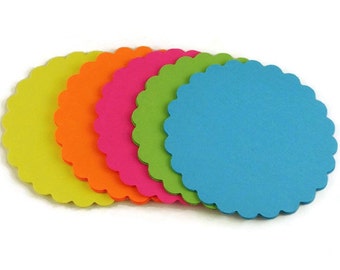 Paper Die Cut Scalloped Circles  3 inch Circles in  South Beach Set of 30