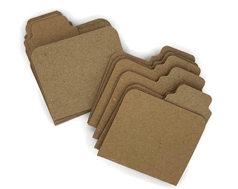 RESERVED for May  Small File Folder Embellishments - Kraft Set of 12 (9 sets)