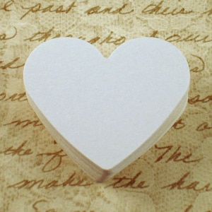 30 Paper Die Cut Hearts  3 inch  in  Snowy White