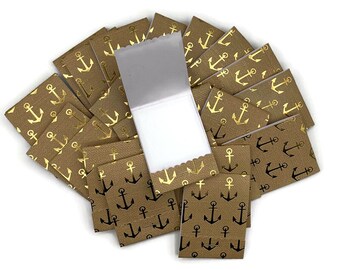 Set of 24 Matchbook Notepads Mini Note Pads in Gold Anchors