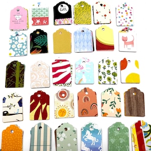 100 Hand Punched Gift Tags: Funky Mix Card Stock Tags image 2