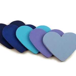 Set of 30 Three Inch Hearts Paper Die Cut 3 inch Hearts  in  Jazzy Blues