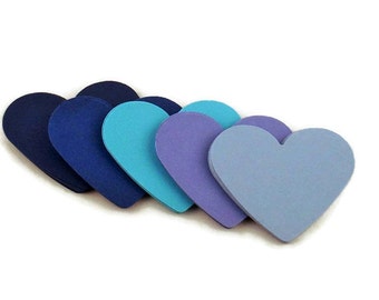 Set of 300 Three Inch Hearts Paper Die Cut 3 inch Hearts in Jazzy Blues