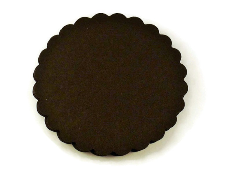 Three Inch Die Cut Paper Scalloped Circles 3 inch Circles in Jet Black Set of 25 image 1