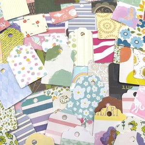 100 Hand Punched Gift Tags: Funky Mix Card Stock Tags