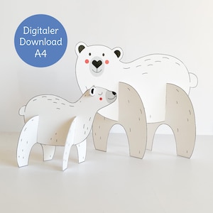 Paper craft sheets of polar animals in A4 format for printing | DIY paper animals