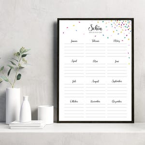 Perpetual birthday calendar – the calendar for all your loved ones! Printable birthday calendar in A4 format
