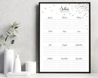 Perpetual birthday calendar – the calendar for all your loved ones! Printable A4 birthday calendar.
