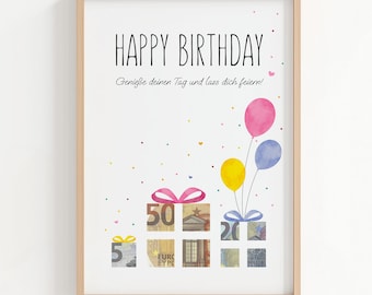 Birthday money gift | Creative ways to give money | Beautifully packaged money | Birthday gift idea PDF | Printable gift