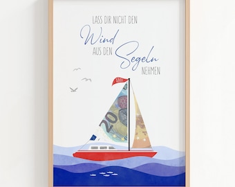 Gift of money for a sailboat, sailing trip, circumnavigation, boat tour or birthday | Travel fund, vacation, sea